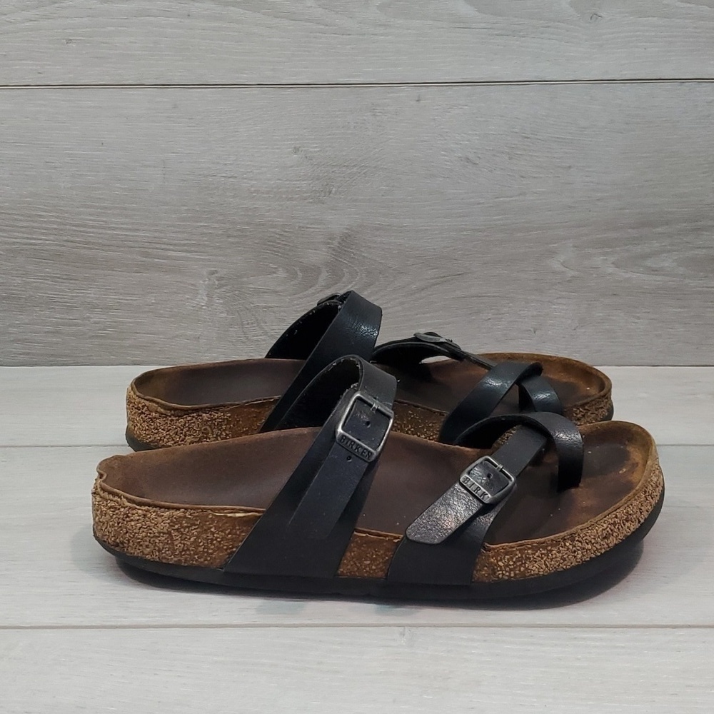 Birkenstock Women Loop Toe Leather Sandals Flats shoes sz 38/7 - Picture 2 of 11